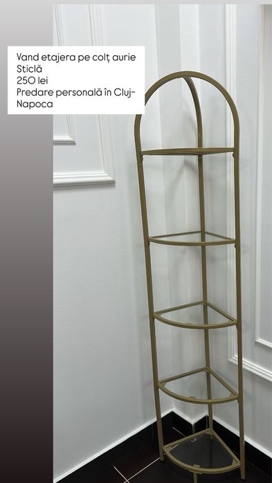 Etajera din  sticla aurie