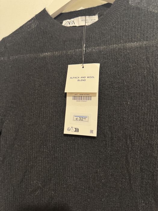 Pulover tricotat subțire mix lana alpaca negru Zara mărimea S