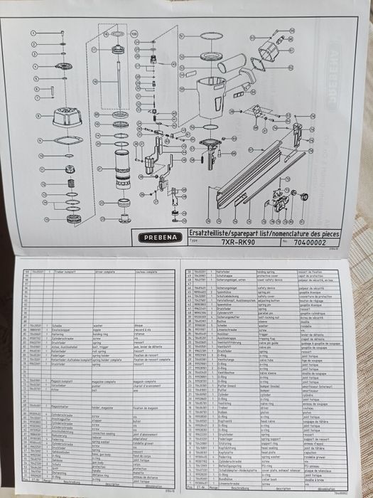 Pistol pneumatic pt. CUIE, profesional PREBENA 7XR-RK90 +cuie 6500 buc