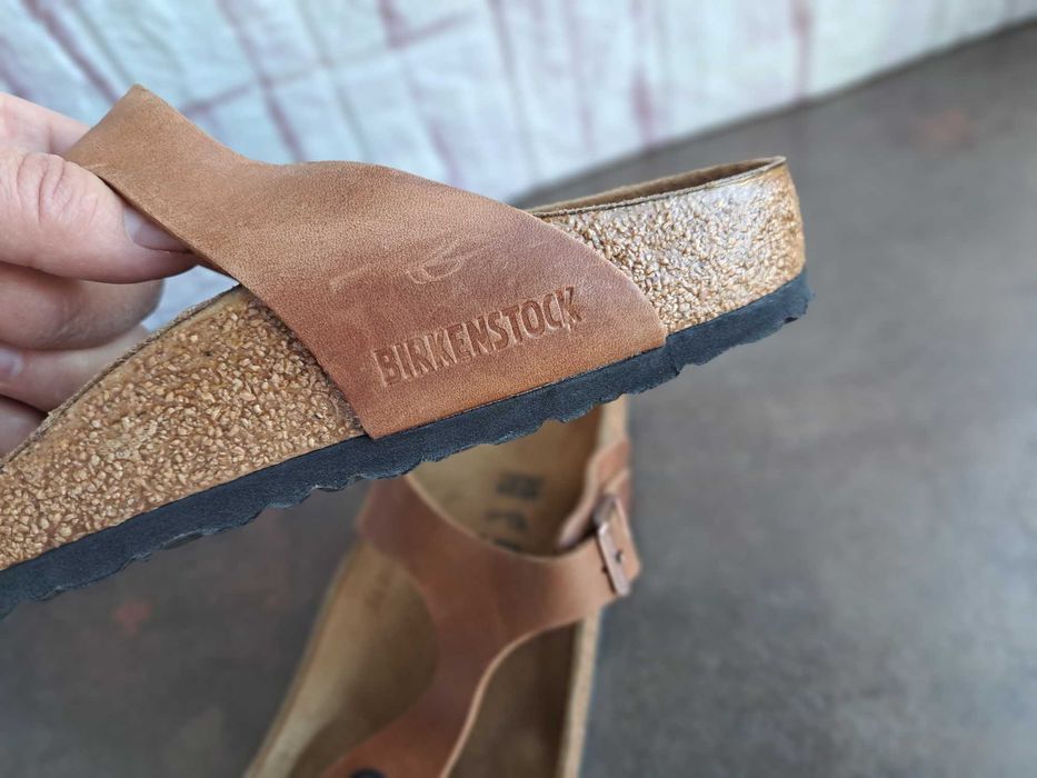 дамски чехли,Birkenstock,летни отворени обувки,кафяви кожени чехли,Нови!