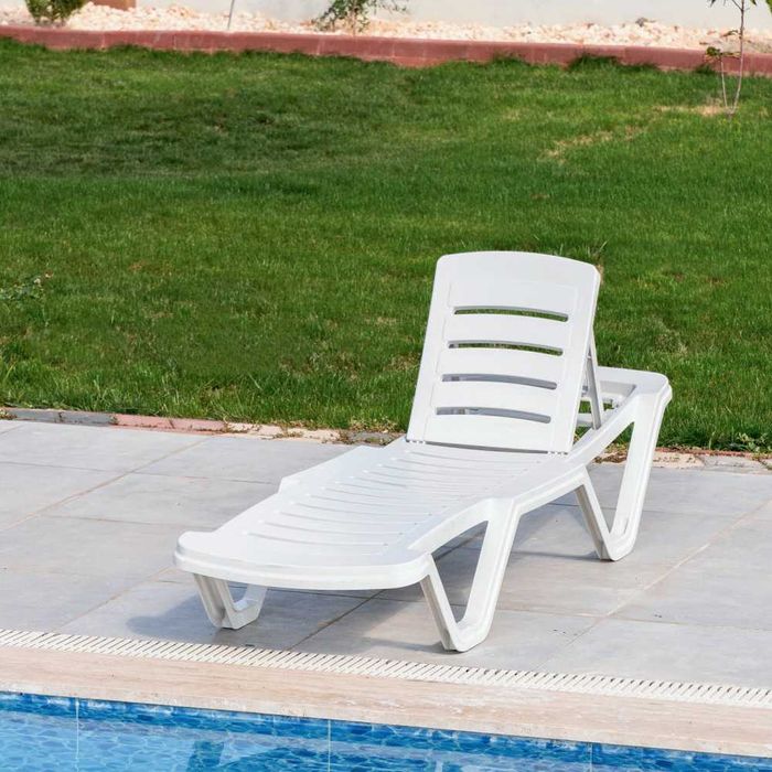 Sezlong de plaja alb rezistent