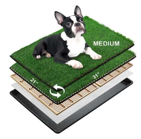 Кучешка тоалетна MEEXPAWS с изкуствена трева и дренаж, 79 x 53 см