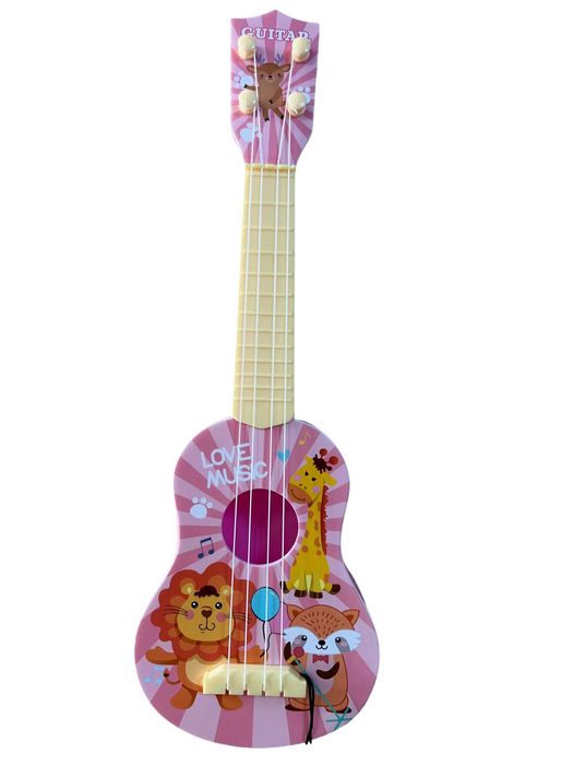 Chitară jucărie pentru copii - 43 cm x 14 cm x 4 cm, roz sau albastra