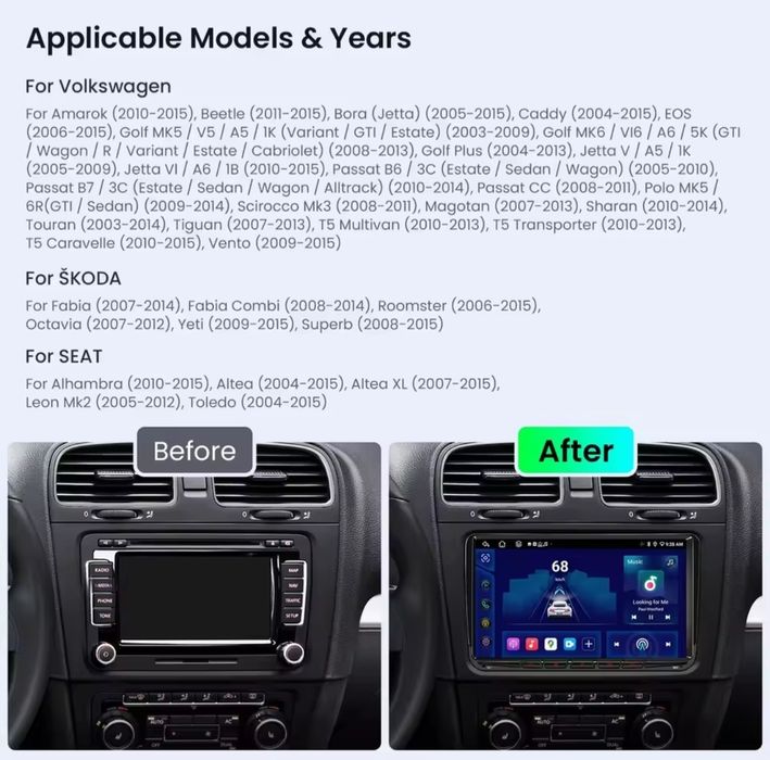 Navigatie auto vw audi seat skoda 4gb ram