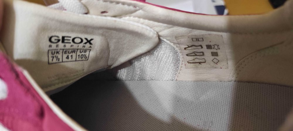 Pantofi dama Geox, roz, marime 41, din piele și material textil, noi