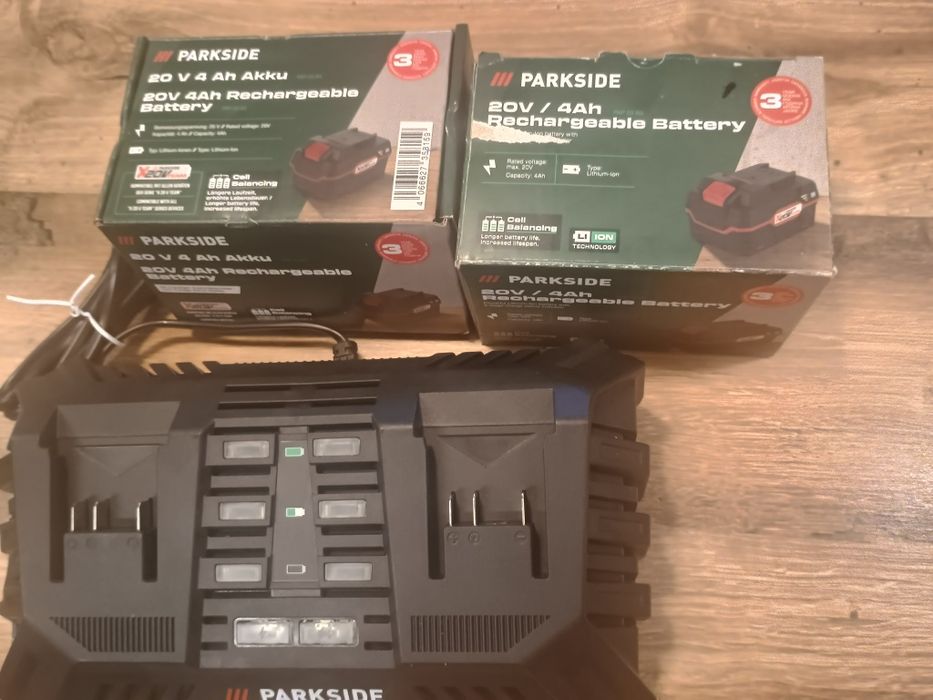 Baterii 4Ah  , încărcător dublu 2- 8 Ah  Parkside pentru unelte electr