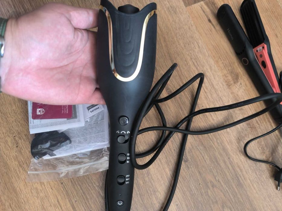 Маша за коса Philips auto curler 8000 + подарък нова преса за малки вафли