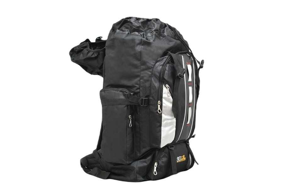 Туристическа раница от текстил 37 х 70 х 21см - Черна/Синя/Червена