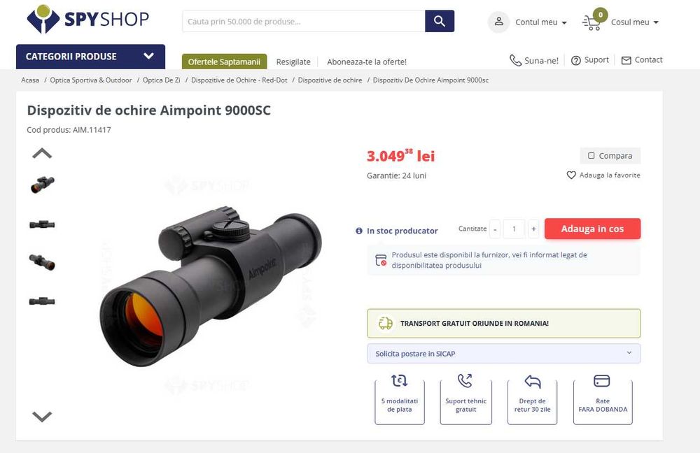 Aimpoint 9000SC (red dot, punct rosu, dispozitiv ochire goana)