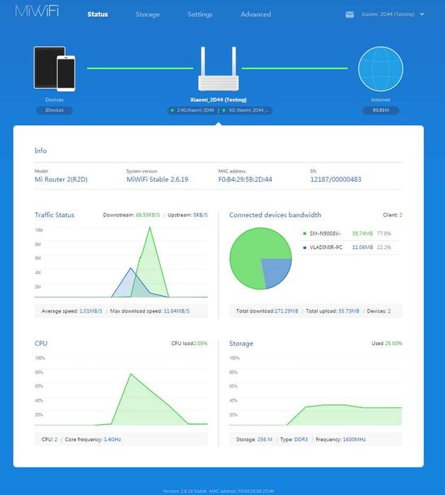 Роутер Xiaomi Mi WiFi [R2D] с диском на 1 ТБ, сетевой накопитель, NAS