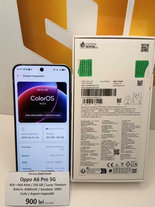 Oppo A6 Pro 5G 8+8GB RAM/256GB/Lunar Titanium/Stare impecabila! ID11495