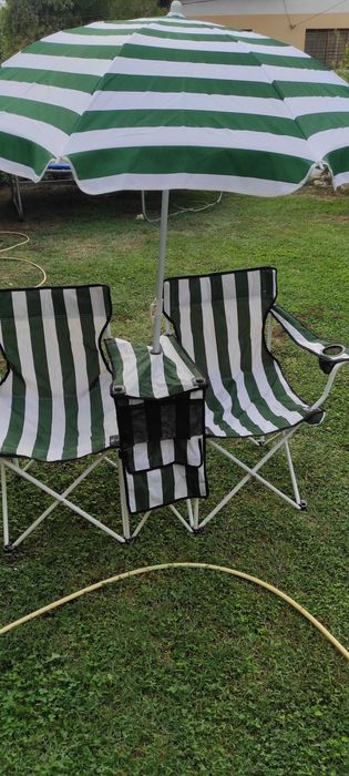 Градински комплект 2 стола с чадър и масичка НОВ внос от Германия