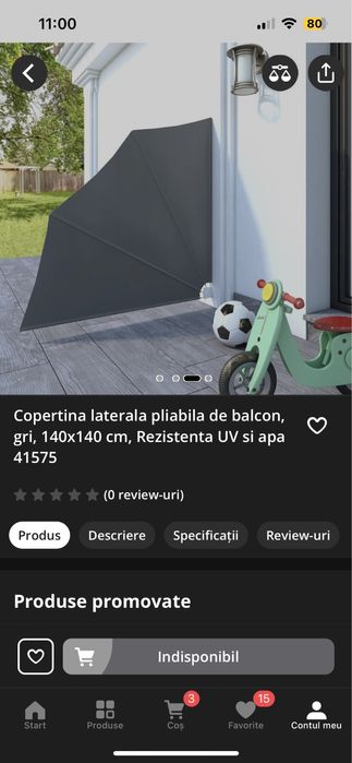 Copertina pliabila pentru balcon