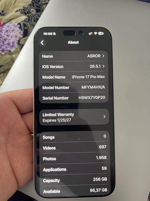 Iphone 17 pro max silver 256