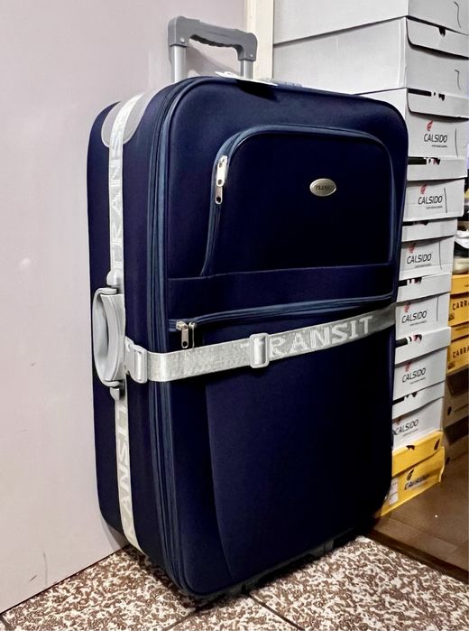 Пътнически куфар за багаж 78x57x27см текстилен разширител 5см 3 колела