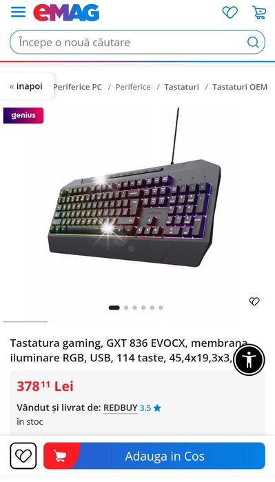 Tastatura Gaming Trust GXT 836 Evocx - Iluminare RGB, Anti-Ghosting