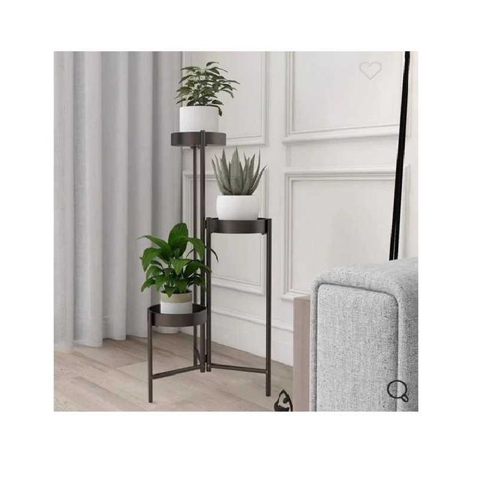 Декоративен цветарник Mercado Trade, Метал, 3 нива, Черен