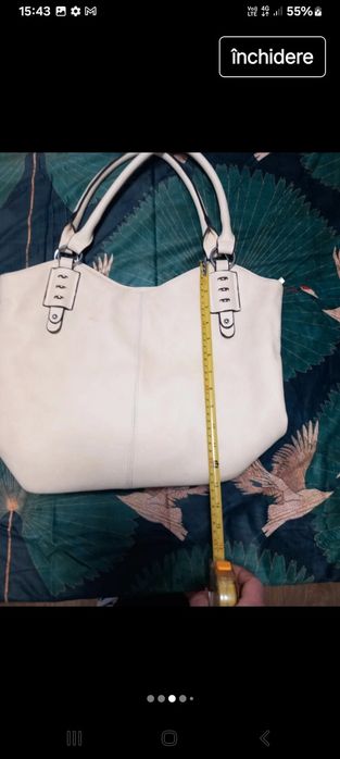 Geanta umar bej+ 1 alba piele