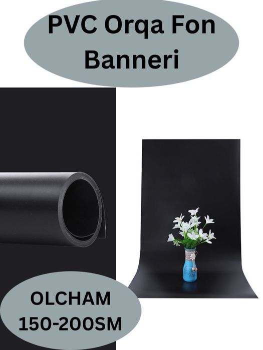 PVC fon 150×200 sm — oq / qora / yashil / kulrang (seriy) ranglarda