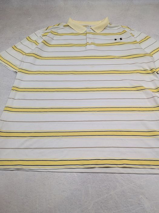 Tricou Polo Under Armour HeatGear în Dungi Galben/Alb - Mărimea L / XL