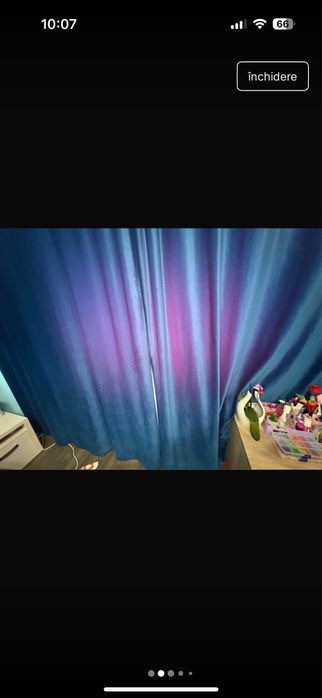 Perdea+2 draperii albastru electric