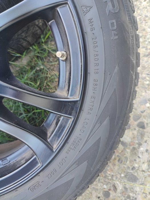 Roți cauciucuri iarnă 205/60/R16+Jante Anzio black, 4x108, J6,5, ET20