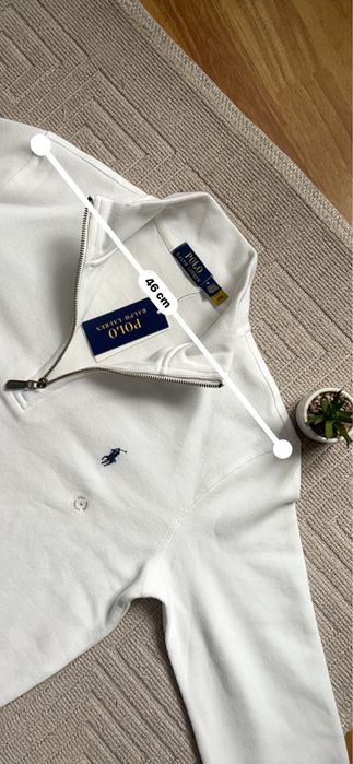 Polo Ralph Lauren Quarter Zip Alb – Mărimea M – Nou cu Etichetă