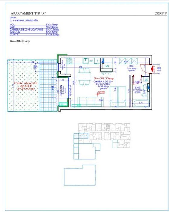 Apartament 1 camera,38 mp utili,gradina 24 mp Calea Aradului