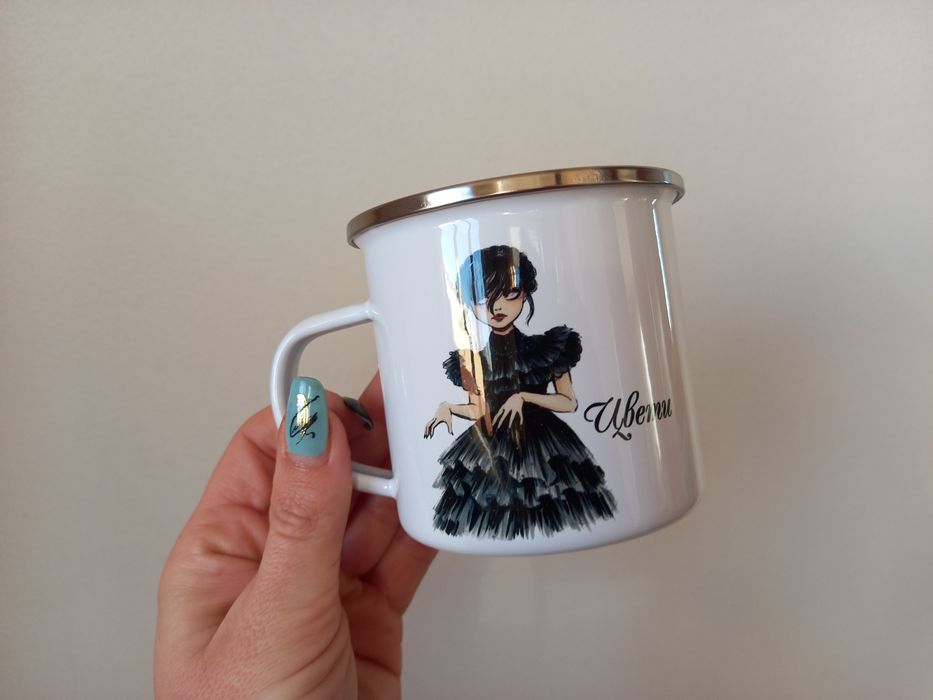 Емайлирано канче с надпис по желание за Осми март