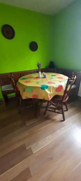 Coltar bucatarie lemn masiv190x130 Masa rotunda cu 2 scaune lemn masiv 110/110 pentru 5/6 persoane