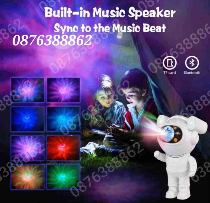 Звезден Лед Проектор Астронавт с Дистанционно, Блутуут, Музика