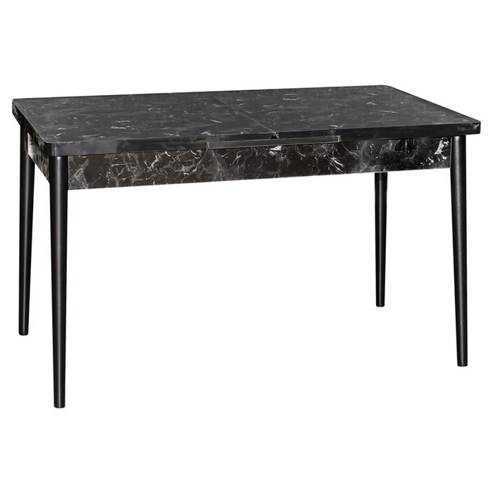 Разтегателна трапезна маса в цвят черен мрамор