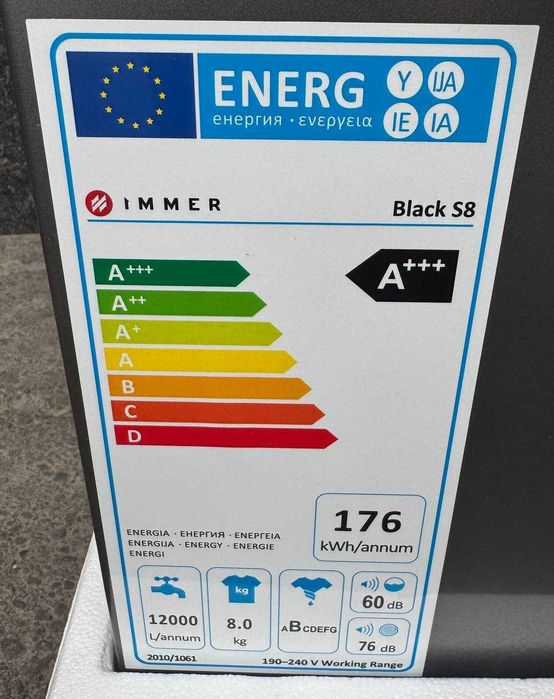 Стиральная машина Immer 8 кг Black S8 Inverter Steam A+++