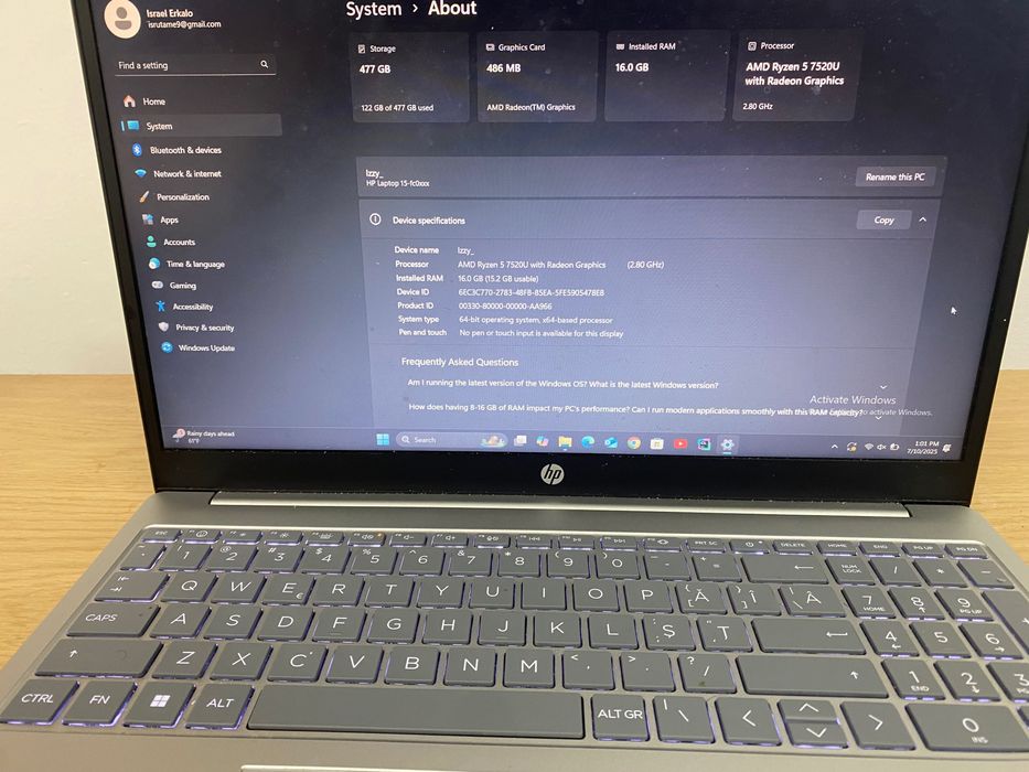 Laptop HP 15 – Ryzen 5 | 16GB RAM | 500GB SSD