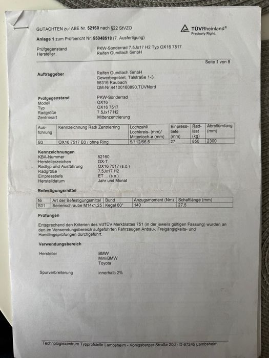 Jante din aliaj OXXO 7,5J×17 ET27 – KBA 52160