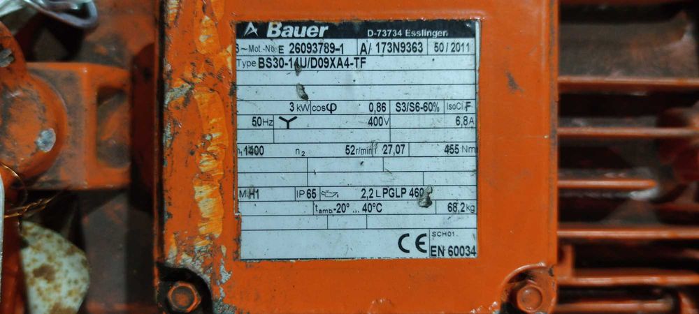 Motor electric trifazat Bauer 3kW 52rpm 380V