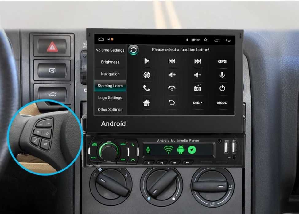 Navigatie mp3 usb DVR 1din Ecran rabatabil Audi Logan Skoda Volkswagen