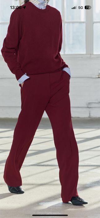 Pantaloni noi zara bordeaux visiniu