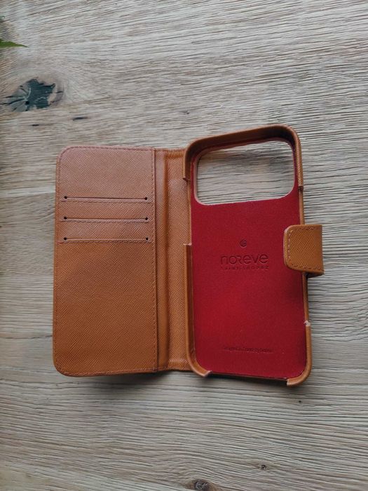 Husa Iphone 17 Pro Max - NOREVE - Orange Vibrant - leather wallet case