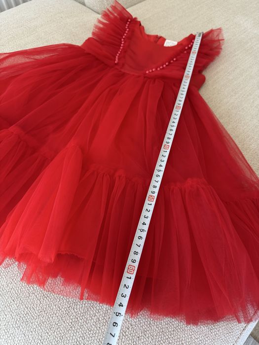 Rochita rosie fetite cu tulle bogat