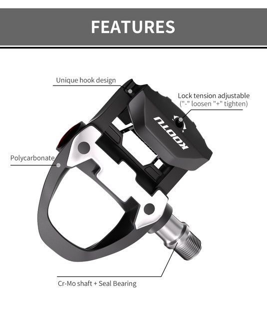 Pedale clip fără rotire Spd cursiera Kootu spin lock bicicletă rulment