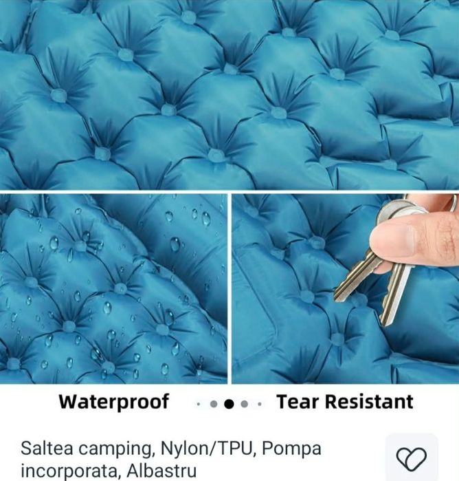 saltea camping/ plaja, pompa incorporată