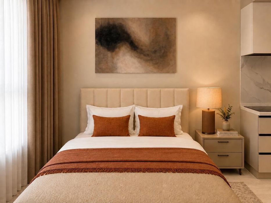 Luxury Beige Studio | Modera Tower View Посуточно