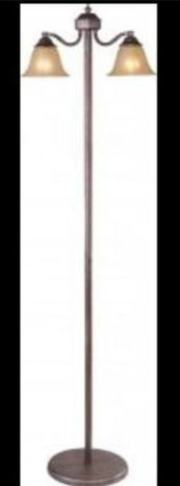 Lampadar 2x60W E27 metal maro sticla bej nou impecabil
