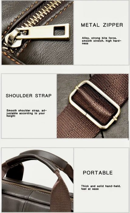 Мъжка кожена бизнес чанта за лаптоп 15,6”/Черна и Кафява естест. кожа!