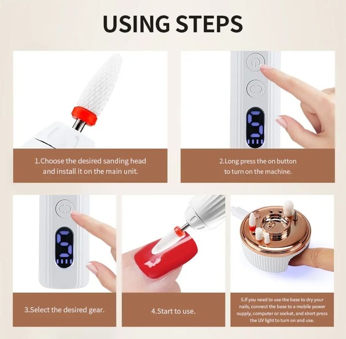 Преносима Електрическа пила, УВ лампа за нокти 2 в 1 маникюр и педикюр