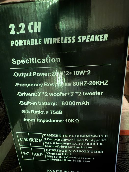 Bluetooth тонколона, преносима безжична с микрофон, 60W