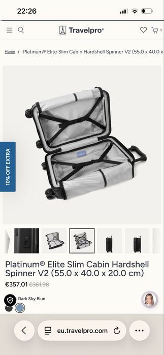Чисто нов луксозен куфар Travelpro Platinum® Elite Slim Cabin Hardshell Spinner V2