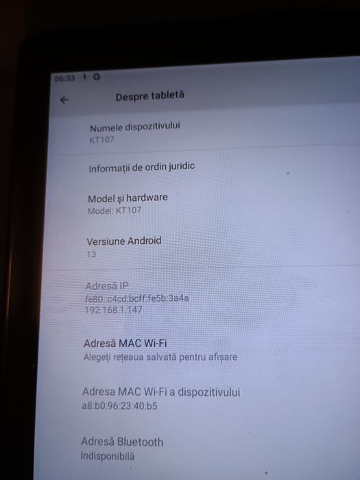 Tableta Android 13 model KT107