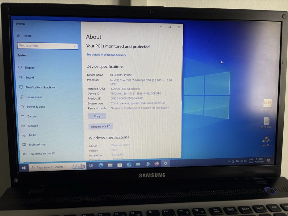 Laptop Samsung cu procesor I7,